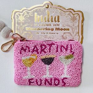 Wandering Moon Beaded Martini Funds Coin Pouch NWT
